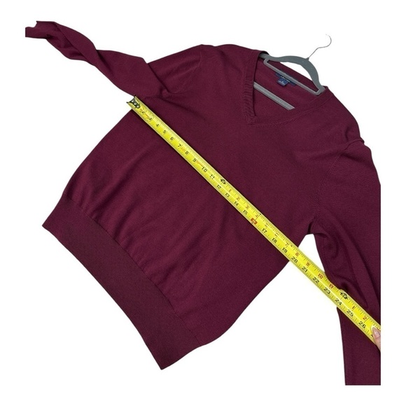 Brooks Brothers Saxxon Men's 100% Wool V-neck Sweater Burgundy Size M - Picture 8 of 9